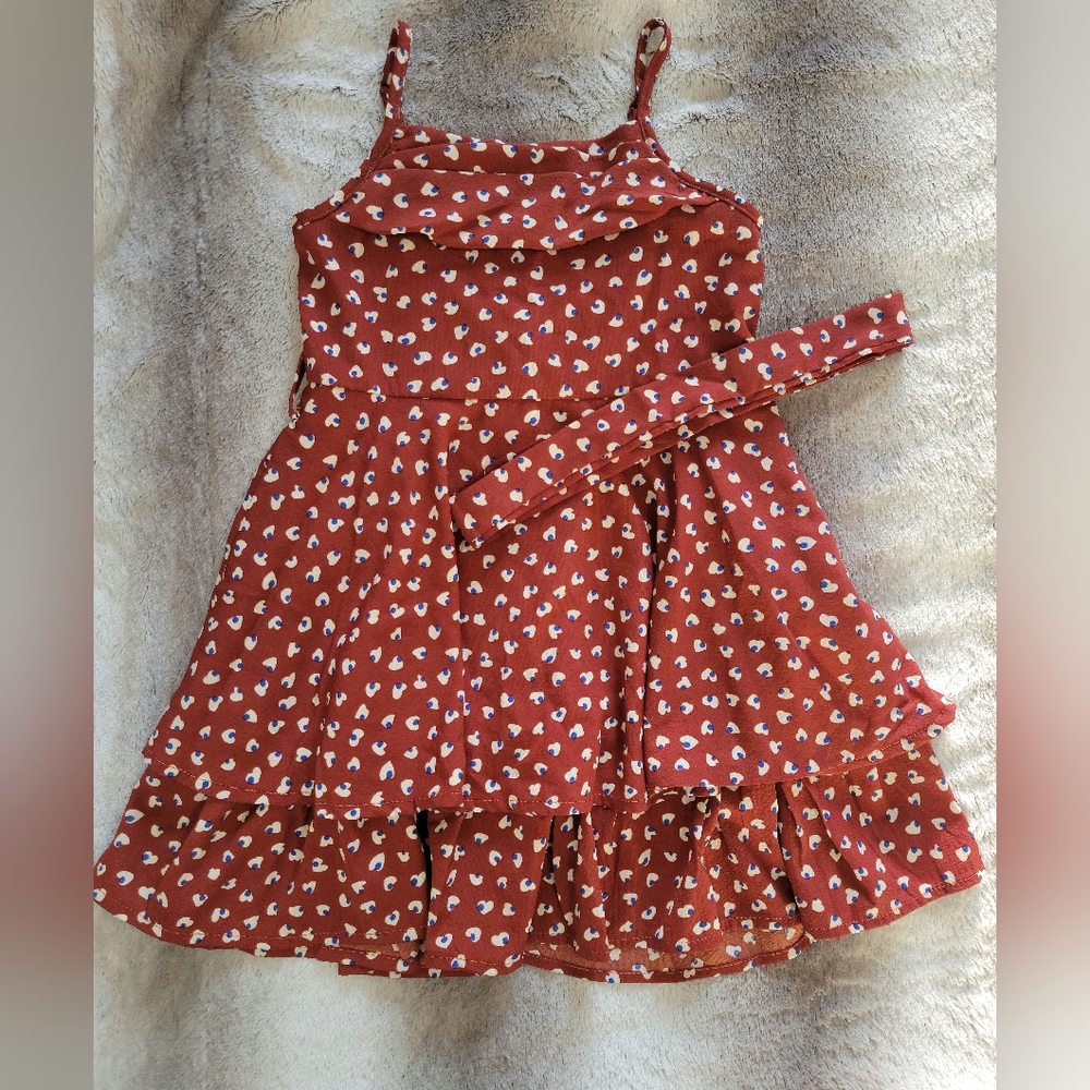 Girls Rust Brown Layered Dress - Size 7Y
